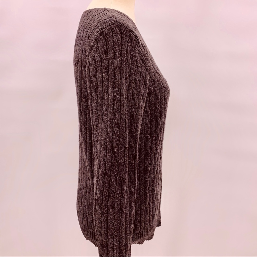 St. John’s Bay Gray Chunky Cable Knit V Neck Classic Sweater Women’s Small - Picture 4 of 8